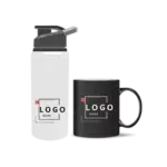 steel water bottle and coffee mug set