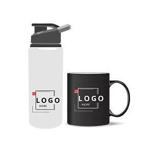 steel water bottle and coffee mug set