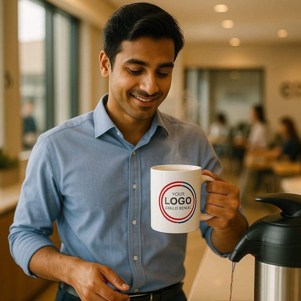 20250418_2237_Office Coffee Moment_remix_01js4xty48fqesjd54ygpaea23 White Coffee Mug A++ Grade - 325ml - Image 2