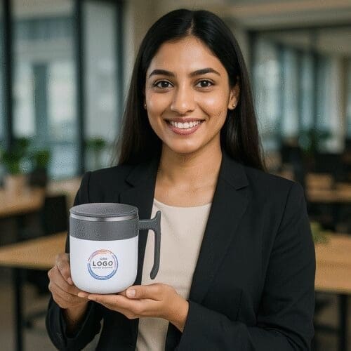 Insulated Double Wall Stainless Steel Coffee Mug with Lid - Image 2