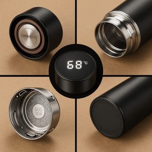 Smart Temperature Insulated Bottle - Black - Image 2