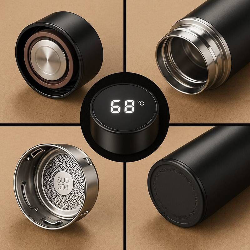 Smart Temperature Insulated Bottle - Black - Image 2