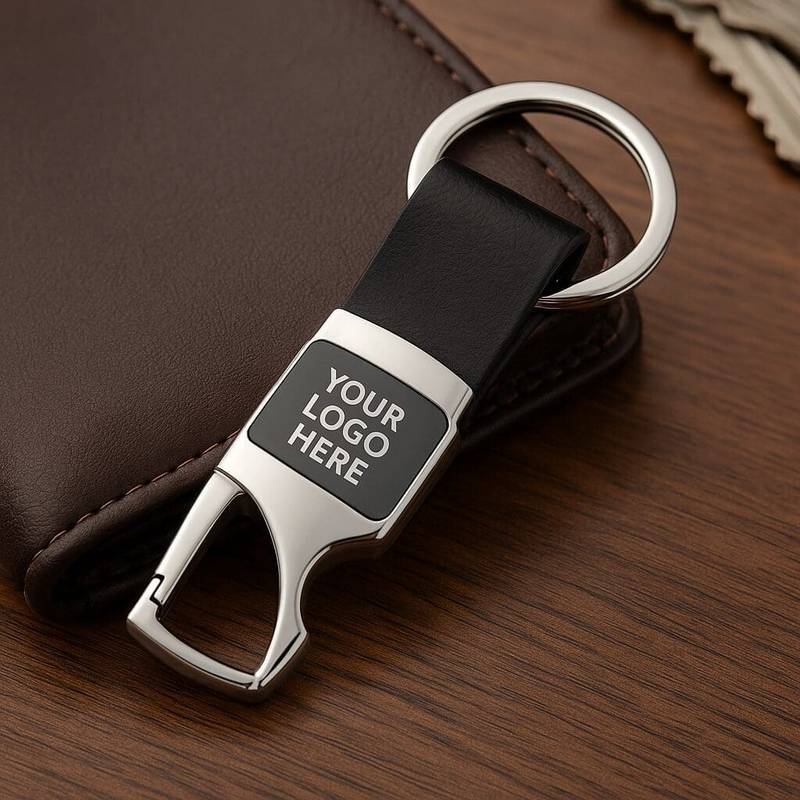 Premium Leather Metal Keychain - Image 2