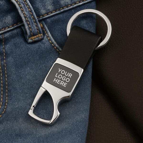 Premium Leather Metal Keychain - Image 1