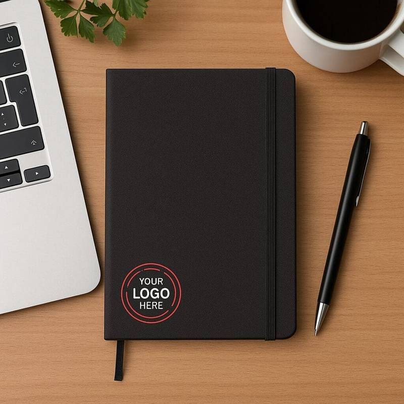 20250516_1149_Fabric Notebook Mockup_remix_01jvbvwdgpenfvg41ttfeaht92 black hardcover notebook
