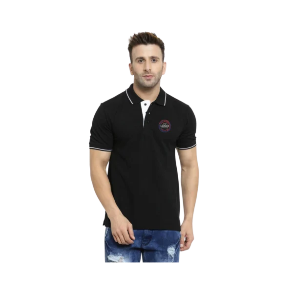 Cotton Polo t-shirt black