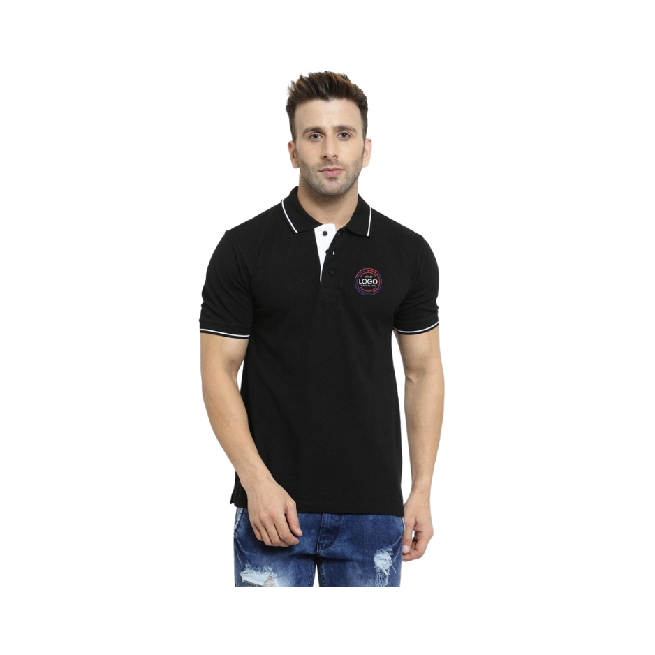 Cotton Polo t-shirt black