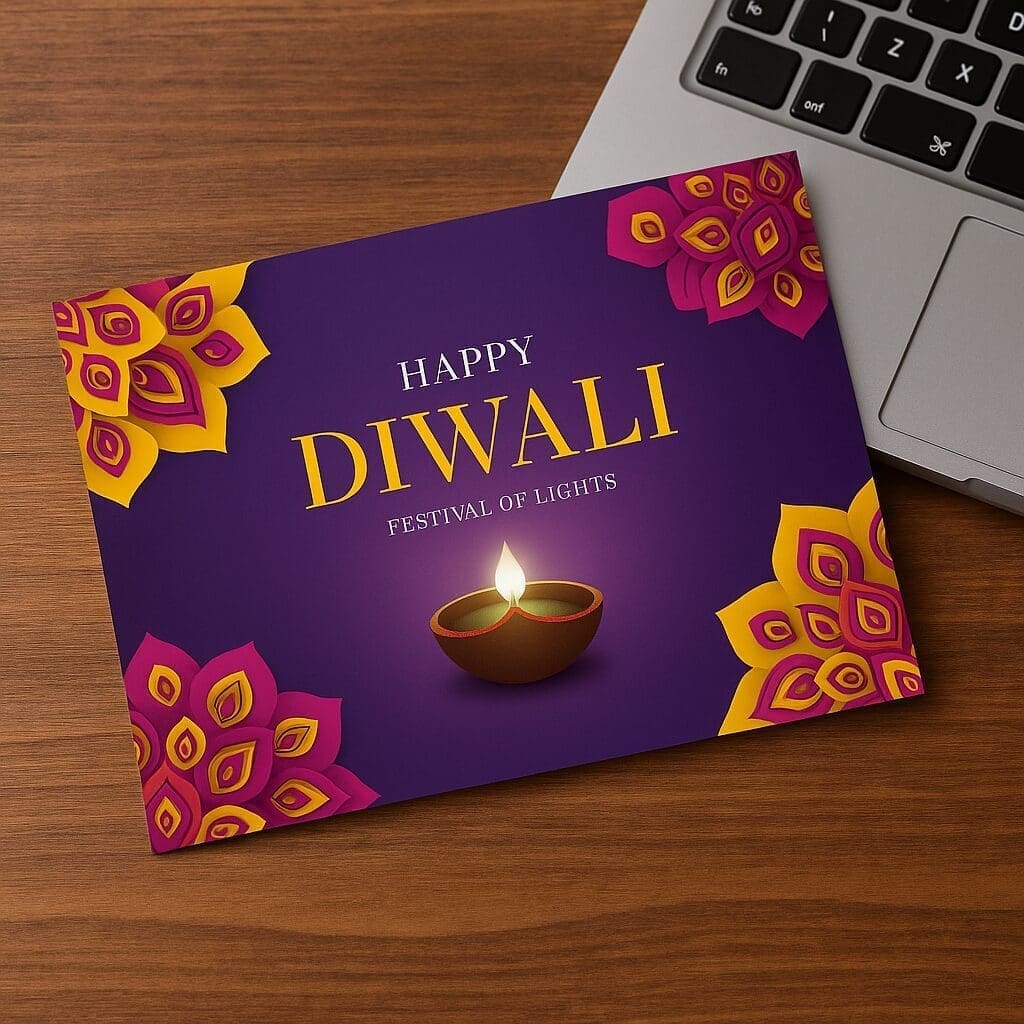 20250516_1205_Diwali Celebration Background_remix_01jvbwsm64faas695veppa3xty welcome card
