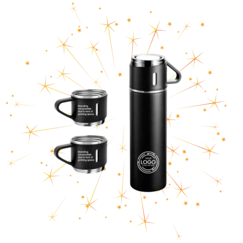 Stainless Steel Vacuum Flask Set with 3 Cup