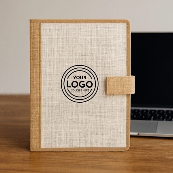 Eco-Friendly Soft-Bound Jute Folder – Customizable with Logo - Image 1