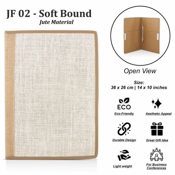 Eco-Friendly Soft-Bound Jute Folder – Customizable with Logo - Image 2